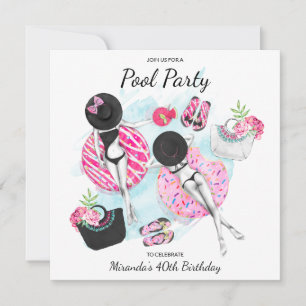 Convite de festas da Piscina traseira aniversário 