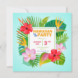 Convite de festas da Praça Havaiana Luau