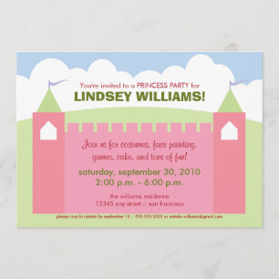 Convite de festas da Princesa do Castelo Real