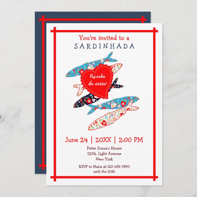 Convite de festas da sardinha portuguesa (Frente/Verso)