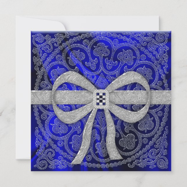 Convite de festas da seda da safira (Frente)