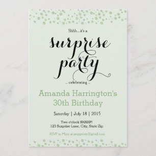 Convite de festas da surpresa do verde da hortelã