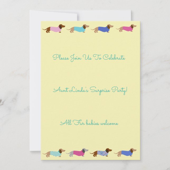 Convite de festas Dachshund (Frente)