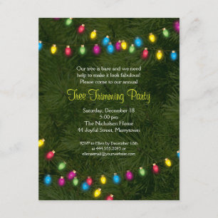 Convite de festas das luzes das árvores de Natal