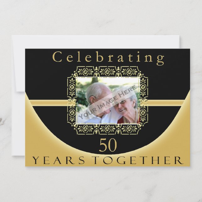 convite de festas de 50 anos com foto (Frente)