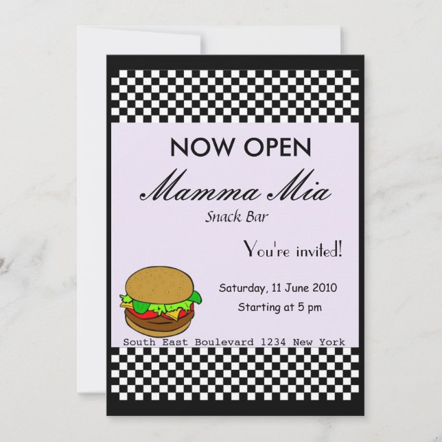 Convite de festas de abertura do Bar de snack (Frente)