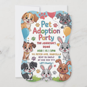 Convite de festas De Adoção Pet - Tema Animal Bast