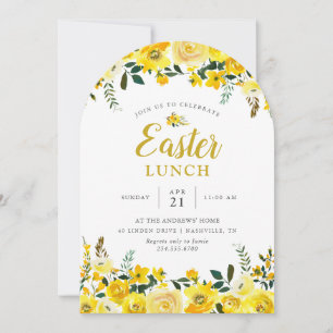 Convite de festas de almoço da Páscoa Floral Sunny