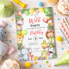 Convite de festas De Animais Safari