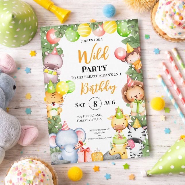 Convite de festas De Animais Safari (Criador carregado)