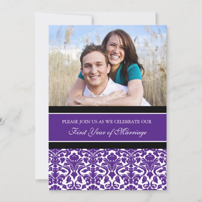 Convite de festas de aniversário da Foto 1rua Roxa (Frente)