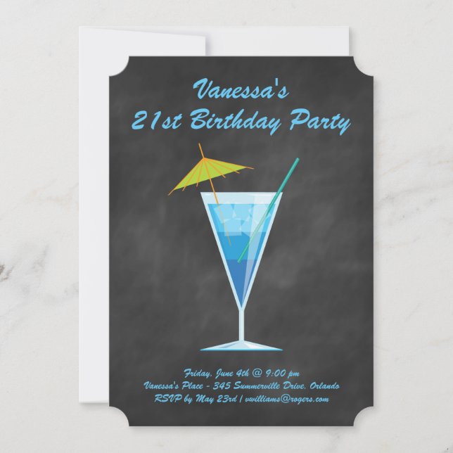 Convite de festas de aniversário de 21 anos de qua (Frente)