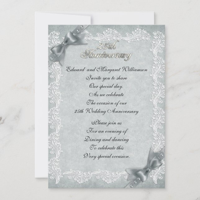 convite de festas de aniversário de 25 casamento e (Frente)