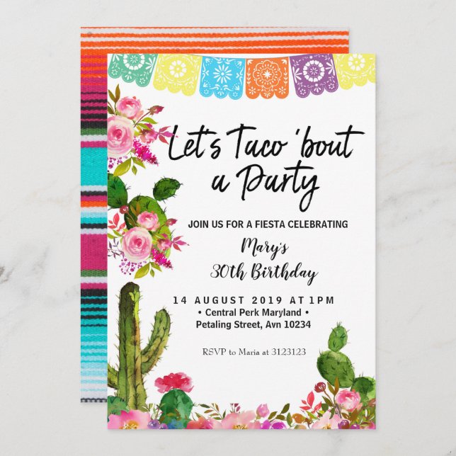 Convite de festas de aniversário de 30 anos de Cac (Frente/Verso)