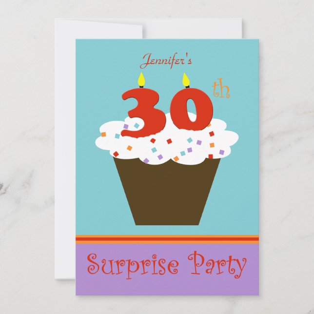 Convite de festas de aniversário de 30 anos surpre (Frente)