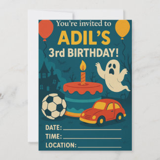 Convite de festas de aniversário de 3 anos de Adil