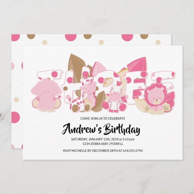 Convite de festas de aniversário de 3 anos de Anim (Frente/Verso)