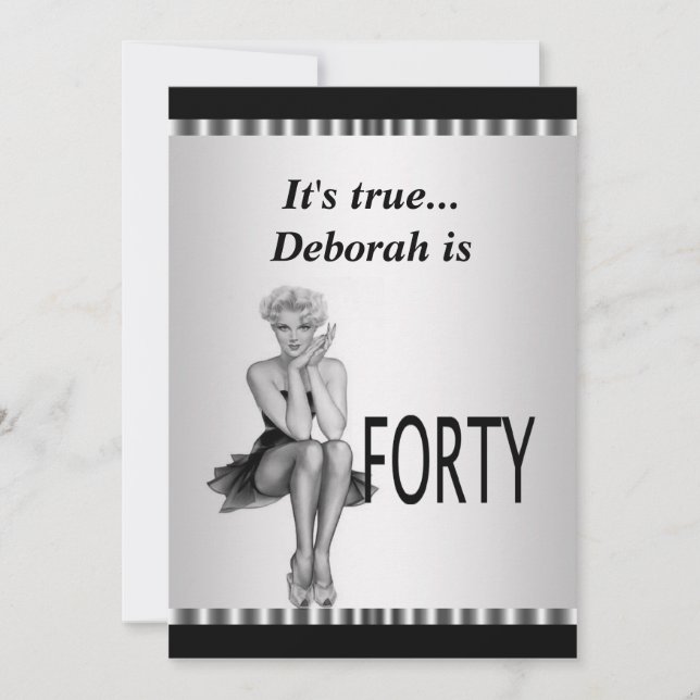 Convite de festas de aniversário de 40 anos divert (Frente)