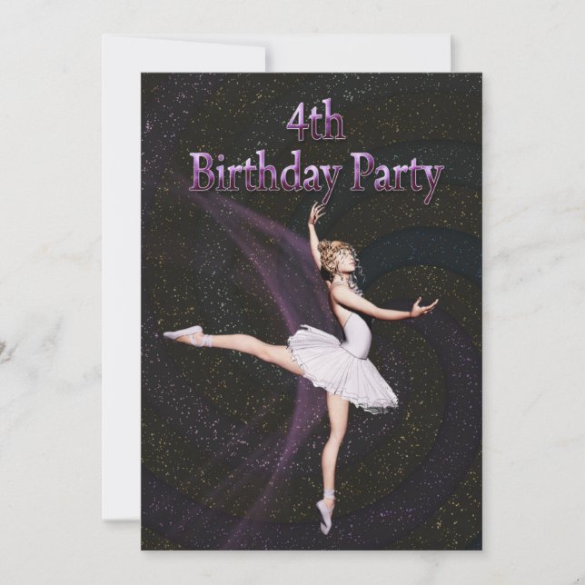 convite de festas de aniversário de Ballerina 4 (Frente)