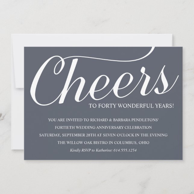 Convite de festas de aniversário de casamento da 4 (Frente)