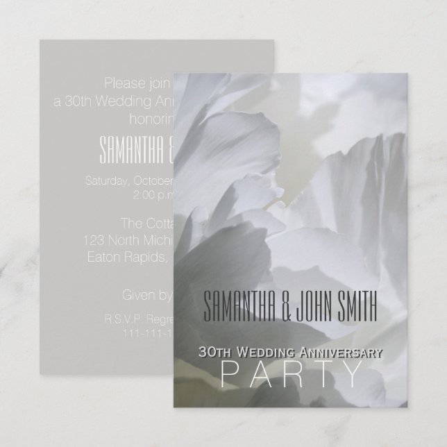 Convite de festas de aniversário de casamento de P (Frente/Verso)