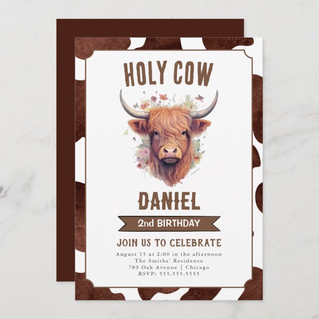 Convite de festas de Aniversário de criança de Vac (Frente/Verso)