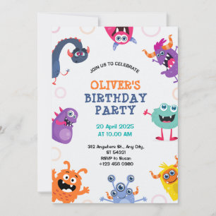 Convite de festas de Aniversário de criança Monstr