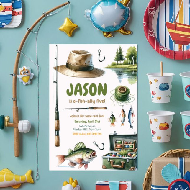 Convite de festas de Aniversário de criança O-Fish (Criador carregado)