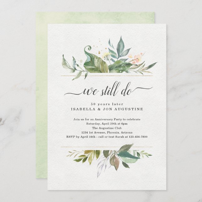 Convite de festas de Aniversário Floral de Waterco (Frente/Verso)