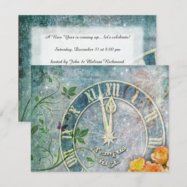 Convite de festas de Ano Novo (Frente/Verso)