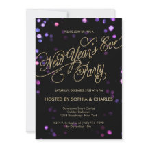 Convite de festas de Ano Novo do Bokeh Glam