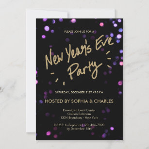 Convite de festas de Ano Novo do Bokeh Glam