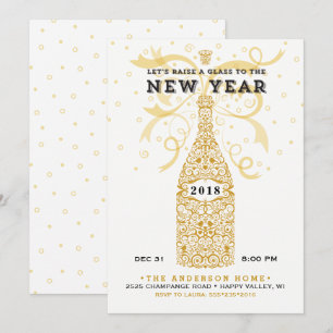 Convite de festas de Ano Novo Elegante 2018