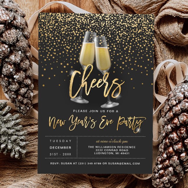 Convite de festas de Anos novos (Cheers New Years Party Invitation)
