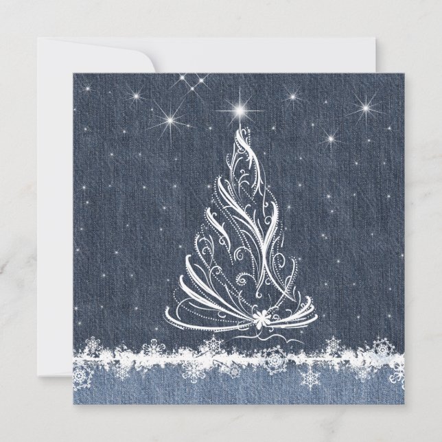 Convite de festas de Anos novos Denim n Snowflakes (Frente)