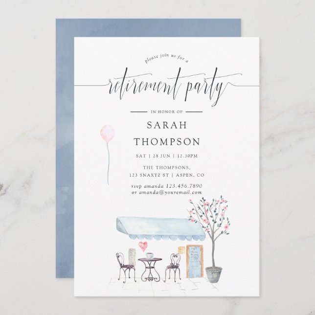 Convite de festas de Aposentação de Aquarela do Ca (Frente/Verso)