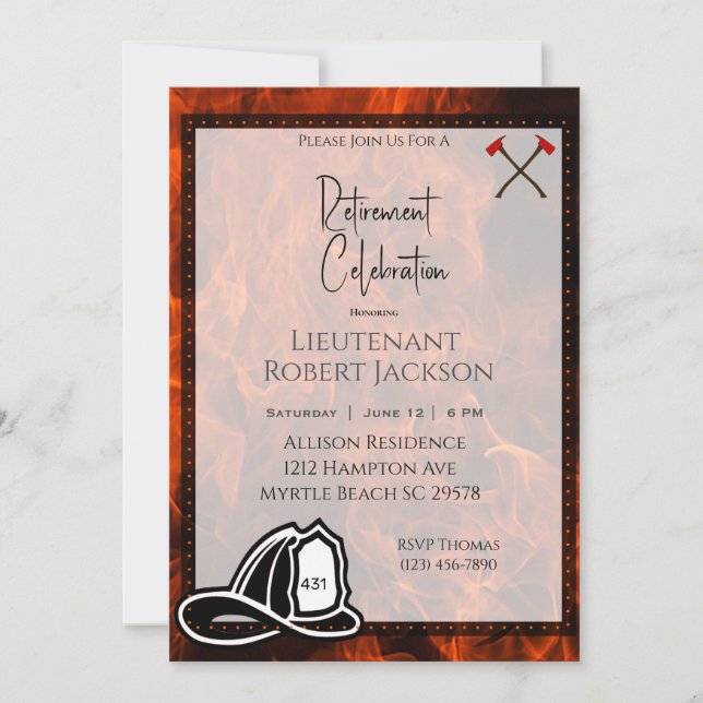 Convite de festas de Aposentação do Bombeiro (Frente)