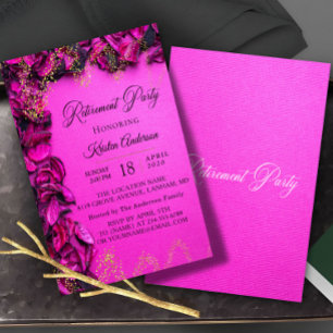 Convite de festas de Aposentação Floral Rosada Ele