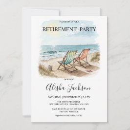 Convite de festas de aposentadoria - Beach Lounger