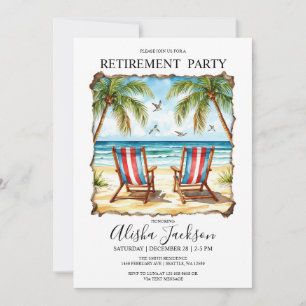 Convite de festas de aposentadoria - Beach Lounger