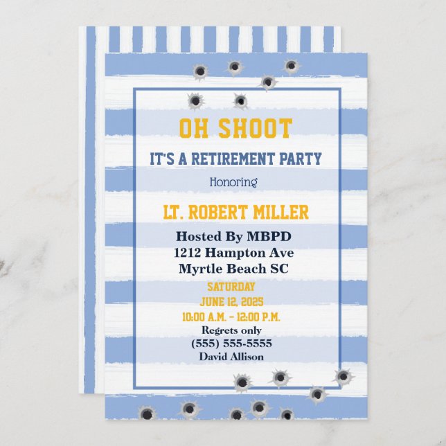 Convite de festas de aposentadoria do oficial de p (Frente/Verso)