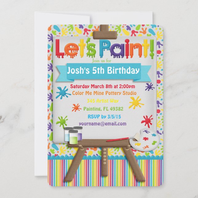 Convite de festas de Arte e Pintura (Frente)