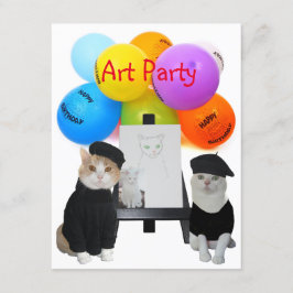 Convite de festas de arte personalizável de gatos