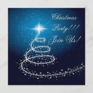 Convite de festas de Árvore abstrato de Natal Azul