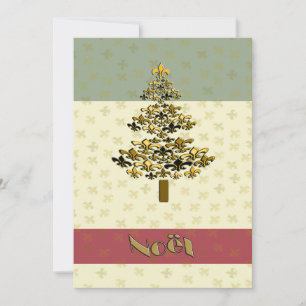Convite de festas de Árvore de Natal Dourado Fleu