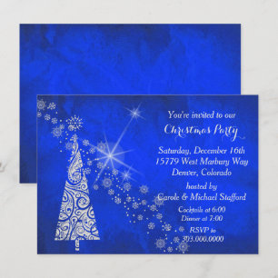 Convite de festas de Árvore de Natal Vivid Azul