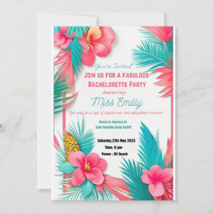 Convite de festas de Bachlorette Tropical Turquois