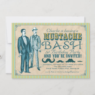 Convite de festas de Bacia de bigode