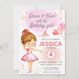 Convite de festas de balé de aniversário de menina