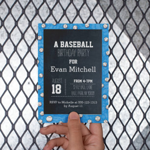 Convite de festas de Basebol Chalkboard